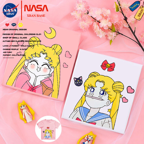 NASA美少女战士女童短袖T恤2025夏纯棉韩版半袖上衣甜美亲子童装