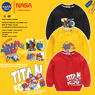 变形金刚男童卫衣2025秋冬新款洋气儿童纯棉擎天柱童装加绒上衣潮