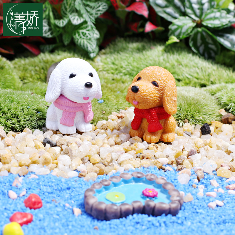 新品盆栽园艺摆件冬装围巾小狗狗