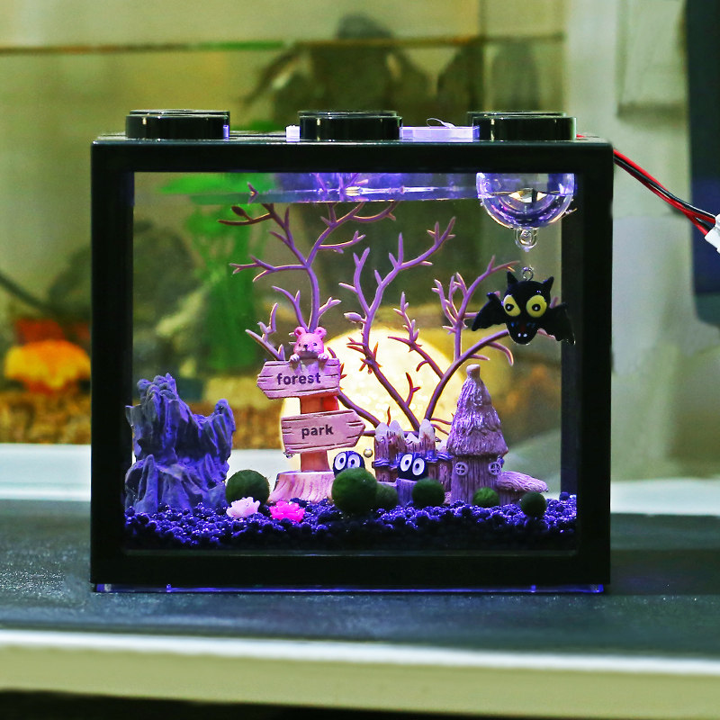 鱼缸生态缸塑料透明亚克力创意桌面积木造景观赏办公室斗鱼缸小型,宠物/宠物食品及用品,桌面缸,淘宝优惠券,粉丝福利购,淘宝优惠卷