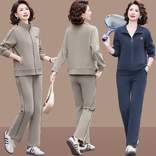 妈妈运动套装春装新款休闲上衣