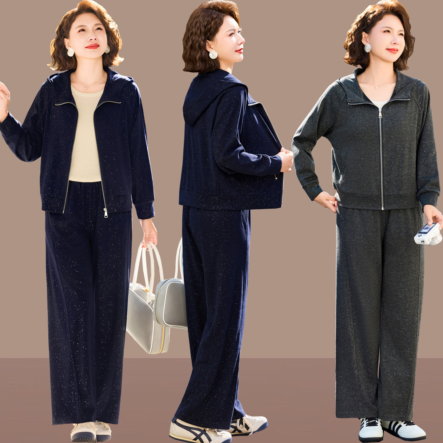 妈妈运动套装春装新款洋气上衣40岁中老年女装春秋休闲两件套春季,女装/女士精品,中老年女装,淘宝优惠券,粉丝福利购,淘宝优惠卷