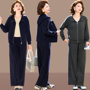 妈妈运动套装春装新款洋气上衣40岁中老年女装春秋休闲两件套春季