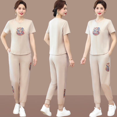 妈妈夏季国风套装40岁中年女装