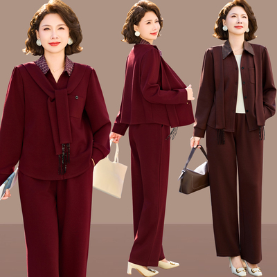 中年女士春装新款洋气套装妈妈春