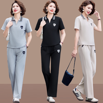 妈妈夏装套装运动休闲新款两件套