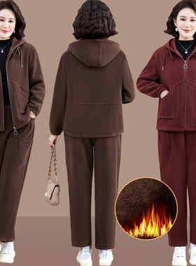 妈妈洋气时尚运动套装冬装新款40岁50中年女装加绒加厚冬季两件套