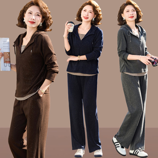 妈妈春装套装时尚新款中年女洋气运动服休闲两件套春女士春秋上衣
