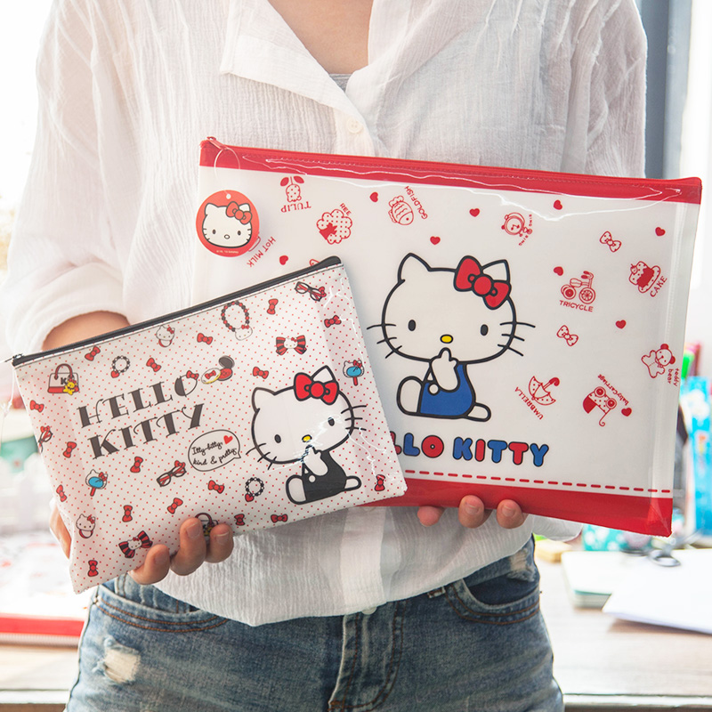正品hello kitty办公收纳袋A5/A4拉链袋文件袋资料袋 卡通文具袋
