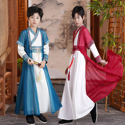 汉服男童春秋唐装儿童古装中国风少爷服古风帅气公子服国学演出服
