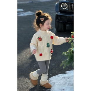 拜年服女童新年服装绝美巨好看毛衣外套2026新款儿童冬装加厚上衣