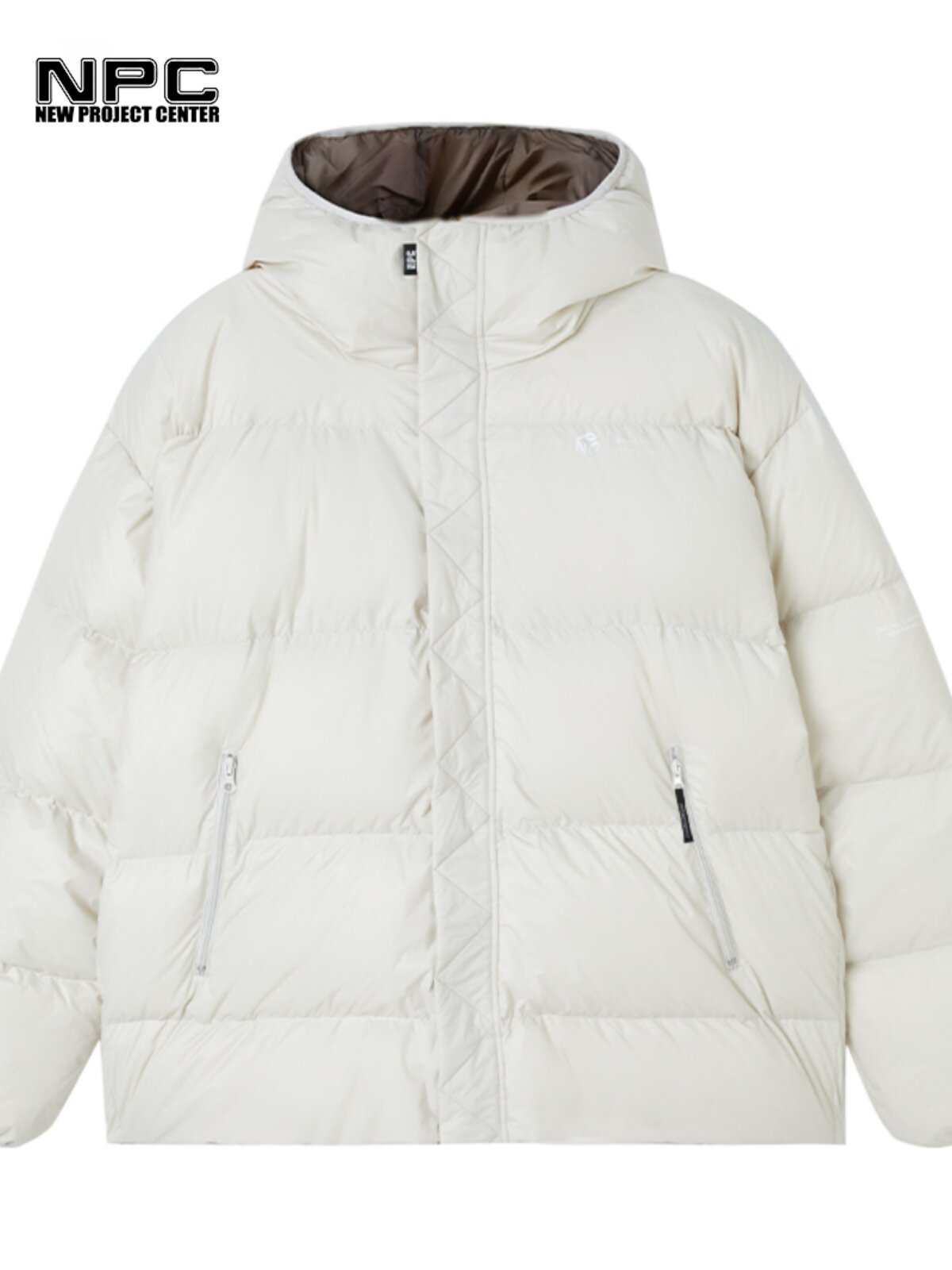 NPC 트렌디 브랜드 리첸닉은 가을 겨울 남녀 동스타일 NPC 로고 프린트 구스다운 양면 착용 따뜻하고 편안하며 부동액