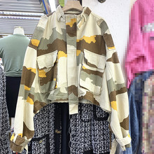 夹克ins潮 春秋复古港味宽松迷彩服原宿风短款 工装 外套女2019新款