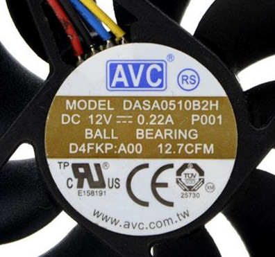DASA0510B2H 原装AVC 5010 12V 0.22A 5CM 4线PWM温控静音CPU风扇