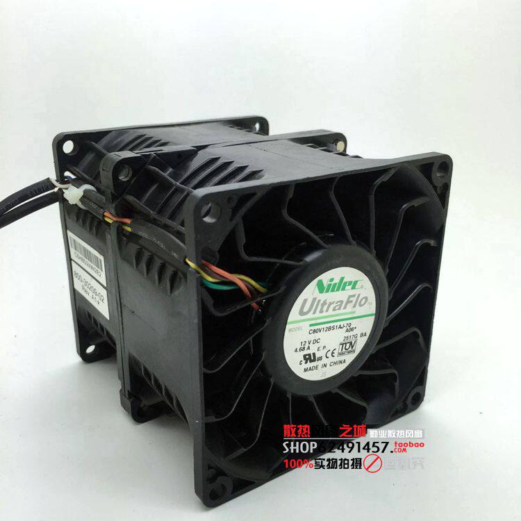 NIDEC C80V12BS1AJ-70 12V 4.68A 8089 8CM暴力汽车增压散热风扇