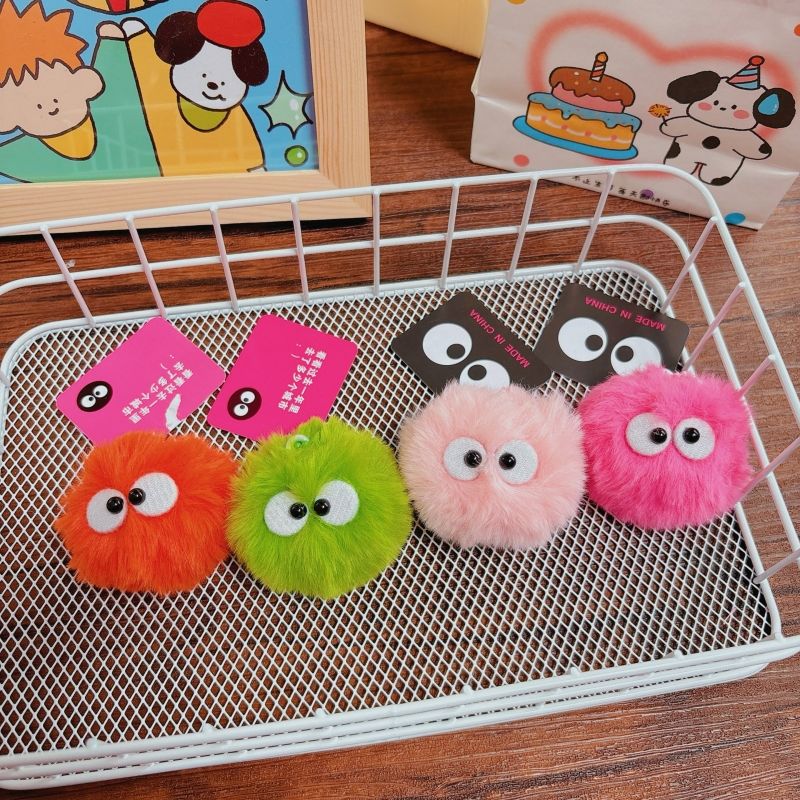 创意彩色毛球包包挂件配饰钥匙扣可爱毛绒公仔少女挂坠挂饰批发