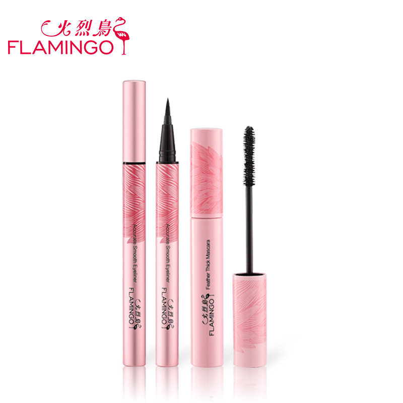 火烈鸟丝羽流畅眼线笔+火烈鸟睫毛膏 速干防水不晕染纤长组合正品