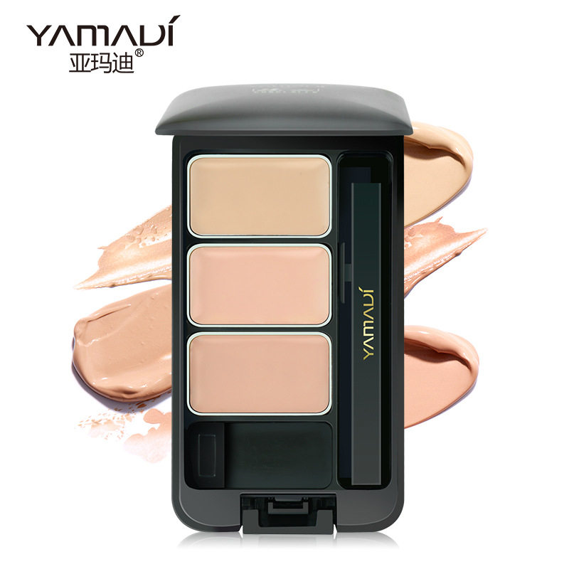 亚玛迪三色遮瑕膏 遮盖眼圈雀斑痘印疤痕遮唇部打底遮瑕盘化妆