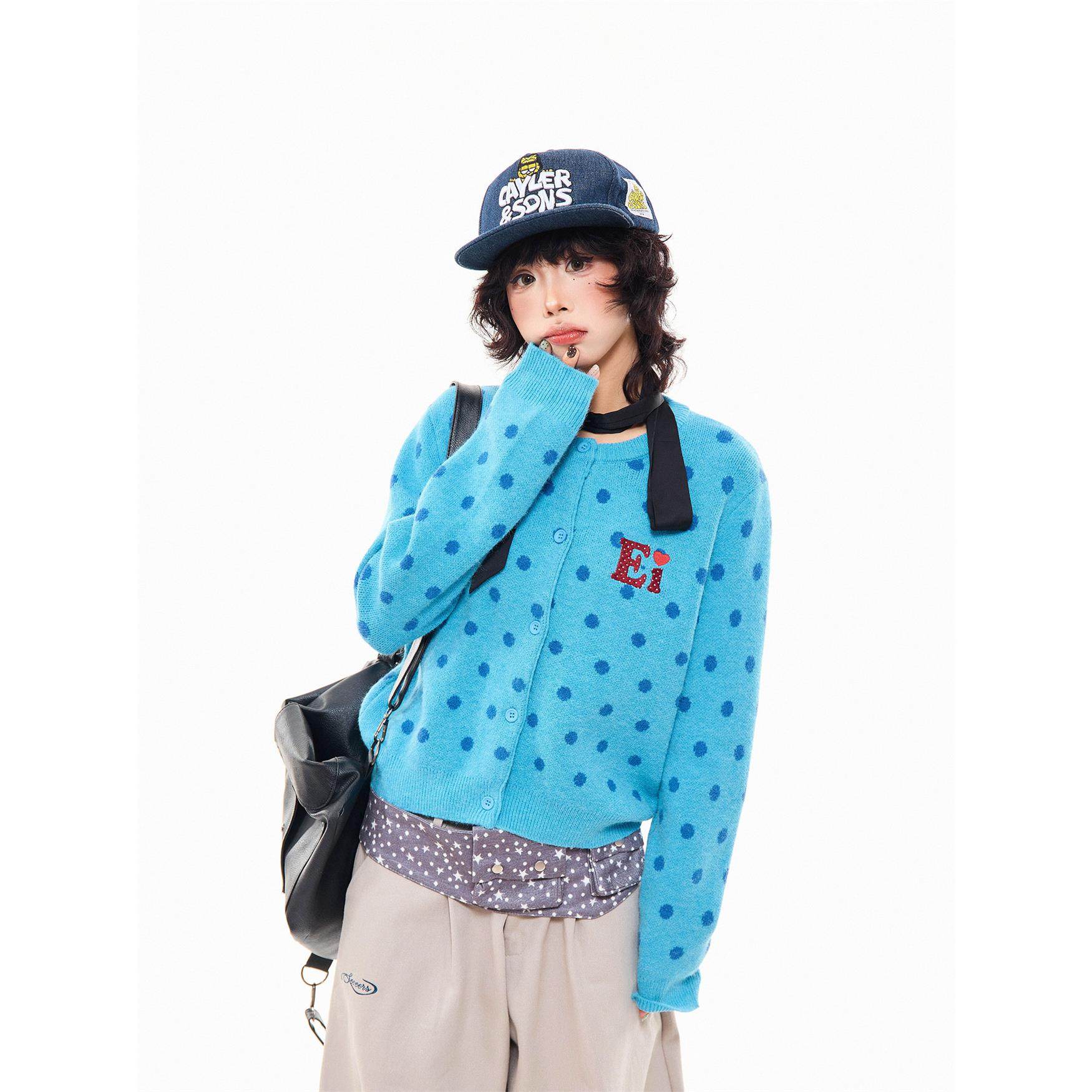 【MIKYO新品限时88折8/25 20:00上新】韩系波点毛衣女秋季小个子