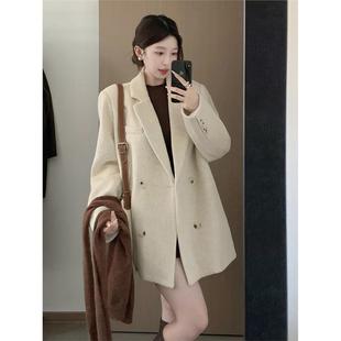 短款西装毛呢外套女小个子2025秋冬季新款加厚高级感羊毛呢子大衣