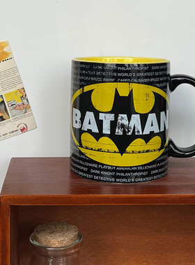 原单 DC正义联盟蝙蝠侠动漫英雄BATMAN美式复古陶瓷马克杯水杯
