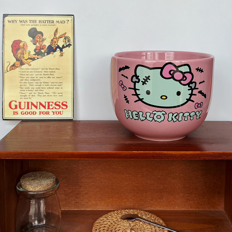 凯蒂猫Hello Kitty卡通陶瓷汤碗沙拉碗面条碗 可插筷 550ml