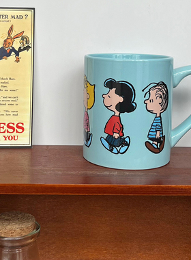 Snoopy史努比查理布朗全家福卡通陶瓷马克杯水杯咖啡杯 原单