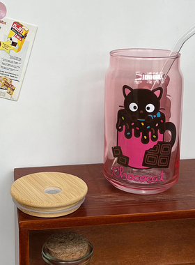 Chococat巧克猫卡通可爱玻璃杯咖啡杯水杯吸管杯 500ml