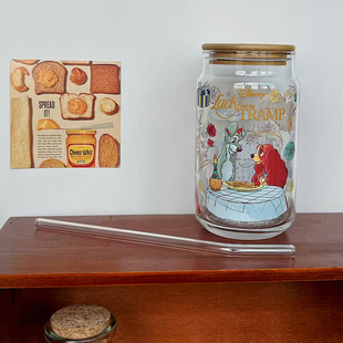 小姐与流浪汉卡通玻璃杯水杯吸管杯可乐杯经典动画周边 480ml