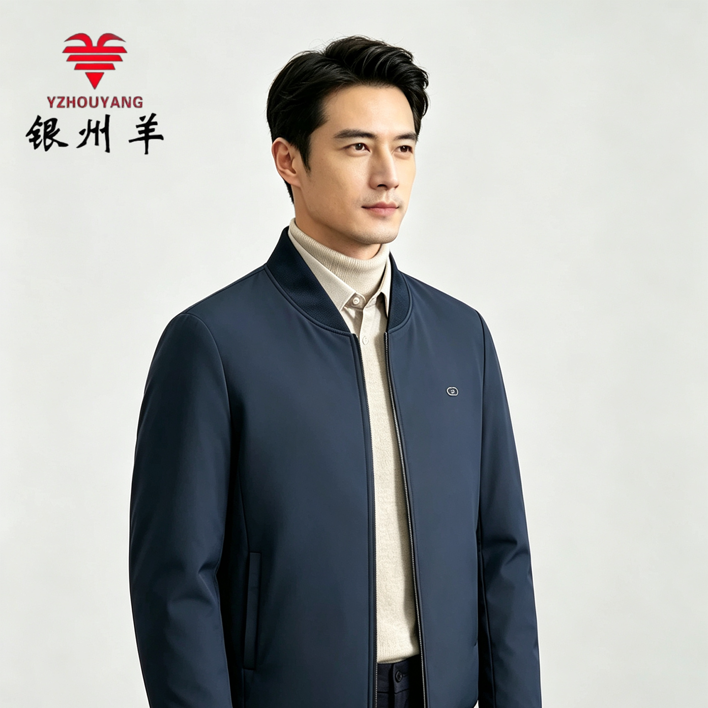 男士羊毛棉袄飞行夹克长袖外套银州羊休闲圆领拉链外套26959