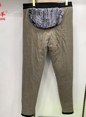 银州羊男士羊毛棉裤中老年人三层加厚高腰护膝裤防寒保暖裤24366