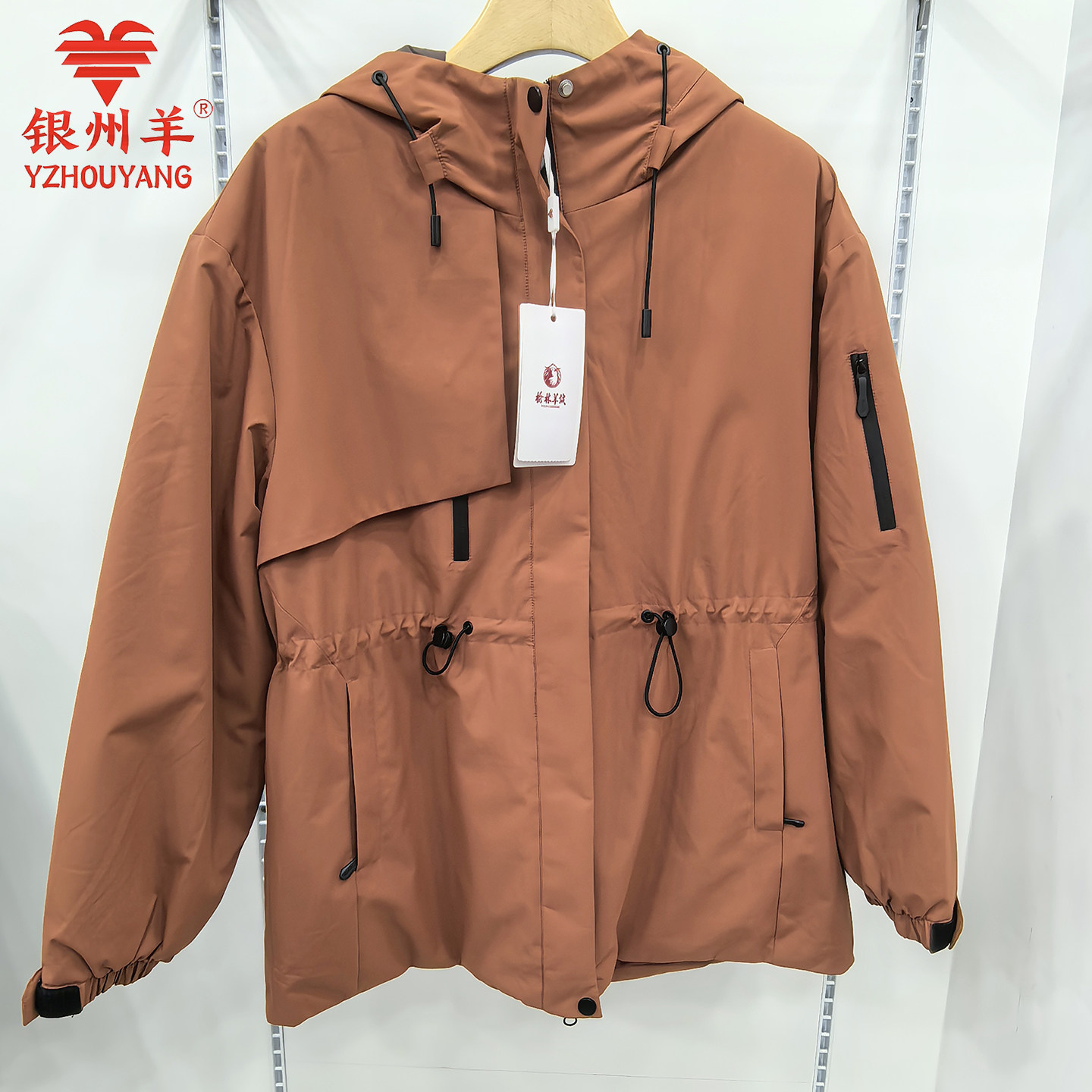 银州羊机能风连帽棉服外套女防风保暖拉链冲锋衣羊毛棉袄269612