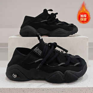 男加绒 复古休闲运动鞋 匹克态极6371男鞋 大三角25年冬一脚蹬面包鞋