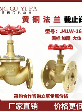 全铜截止阀J41W-16T 黄铜法兰截止阀 工程专用 大流量 大口径