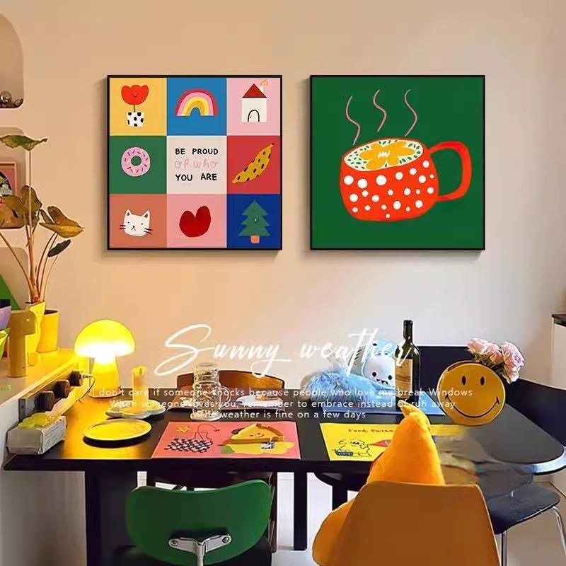多巴胺卡通装饰画趣味挂画海报店铺沙发背景墙壁画客厅玄关儿童房,家居饰品,现代装饰画,淘宝优惠券,粉丝福利购,淘宝优惠卷