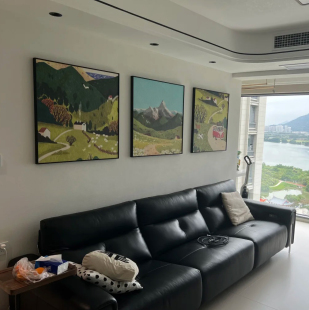 绿色抽象艺术挂画旅途美景高级餐厅卧室儿童房可爱玄关客厅装饰画
