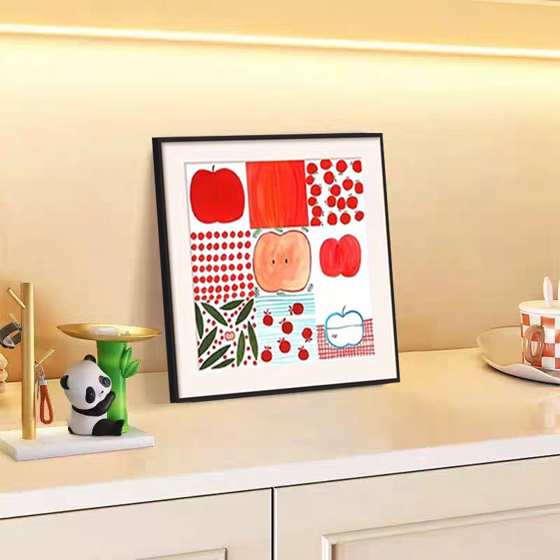 一家三口四口卡通装饰画温馨全家福客厅电视柜摆画奶油风餐厅挂画