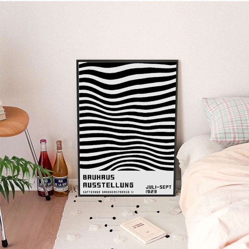 斑马纹黑白线条简约装饰画海报ins风摆画客厅墙壁画卧室床头挂画