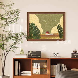 印象派风客厅中古风装 饰画玄关复古抽象艺术挂画电视柜玄关摆台画