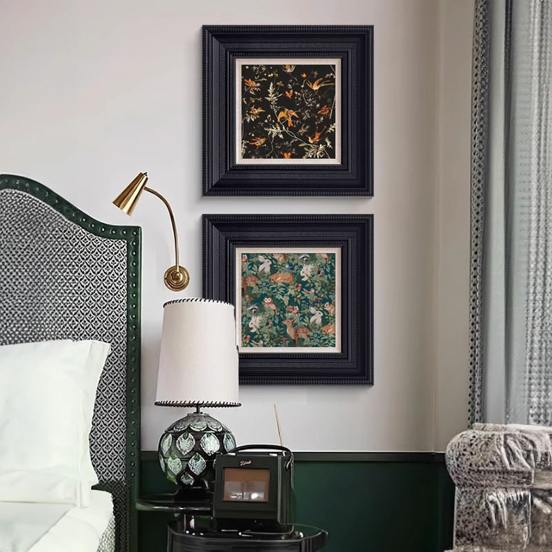 法式复古装饰画中古风餐厅高级挂画伊甸园黑框画卧室床头小众壁画