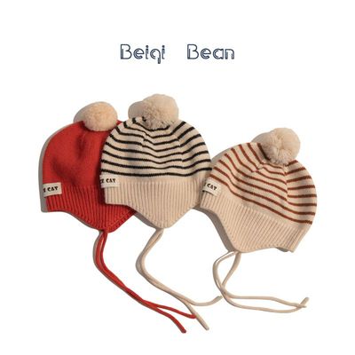 ins宝宝帽子秋冬薄款针织护耳帽