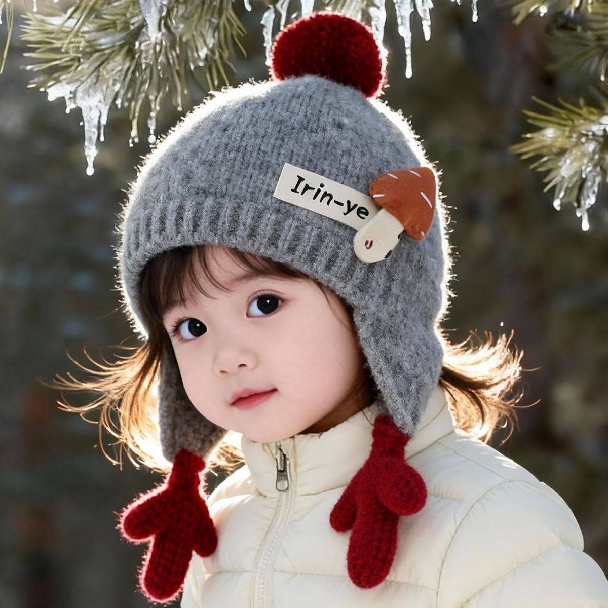 儿童帽子秋冬季保暖加厚针织护耳帽男孩女宝宝可爱防风百搭毛线帽,童装/婴儿装/亲子装,帽子,淘宝优惠券,粉丝福利购,淘宝优惠卷