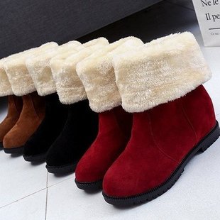 厚底内增高短靴女2025年冬季 两穿中筒保暖棉靴学生雪地靴 百搭韩版