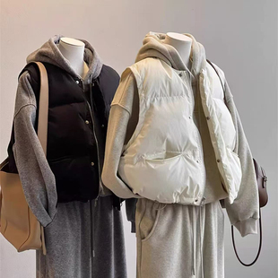 坎肩外穿立领显瘦宽松马夹背心外套潮 短款 棉马甲女秋冬新款 韩版