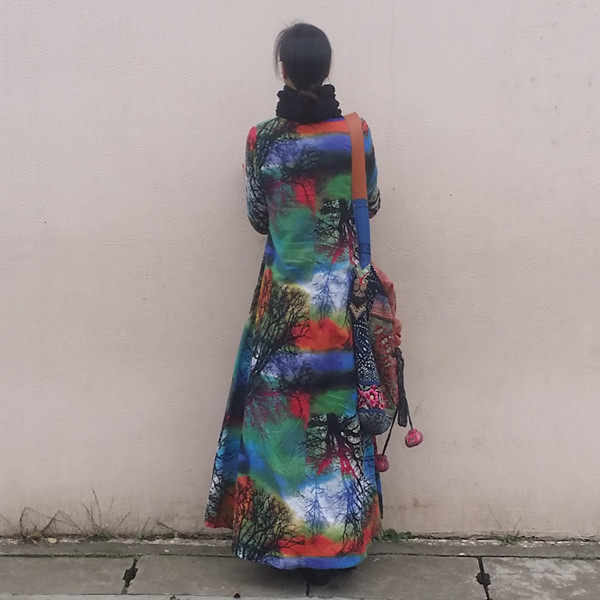 素心自制民族风加厚包邮连衣裙