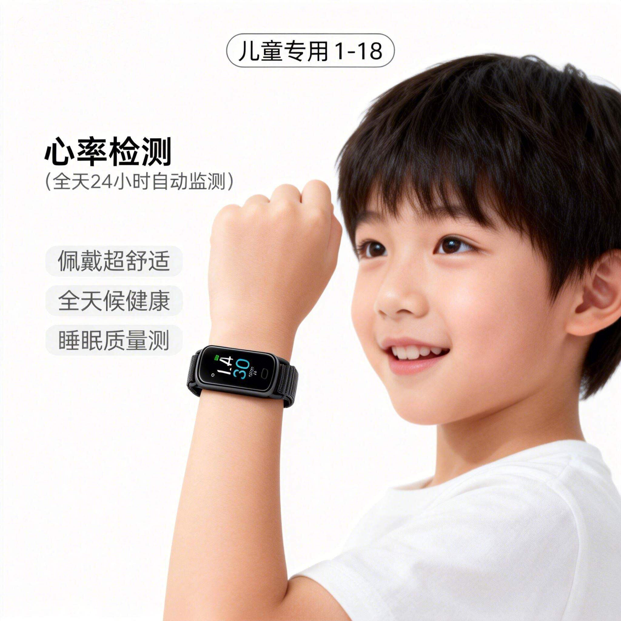 适用安卓苹果儿童智能手环心率睡眠质量分析小学生运动手表计步器