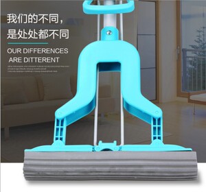 高品质昱洁拖把对折式胶棉超吸水拖把折叠免手洗送家用海绵拖把头