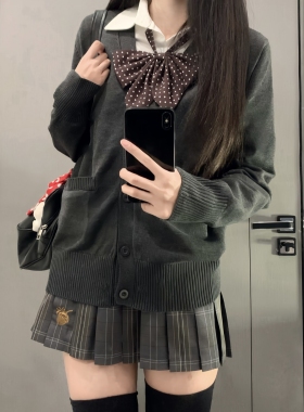 【栗冬】日系JK格裙开衫毛衣原创正版半身裙学院风百搭校供感短裙