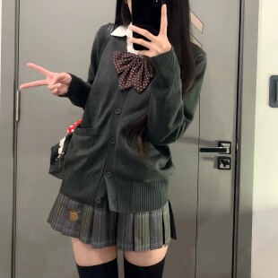【栗冬】日系JK格裙开衫毛衣原创正版半身裙学院风百搭校供深短裙