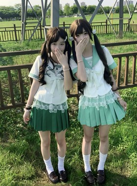 御灵岛正版水手服绿三本jk制服夏